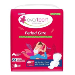 everteen Period Care XXL Soft 40 Sanitary Pads 320mm with Double Flaps enriched with Neem and Safflower – 1 Pack (40 Pads)